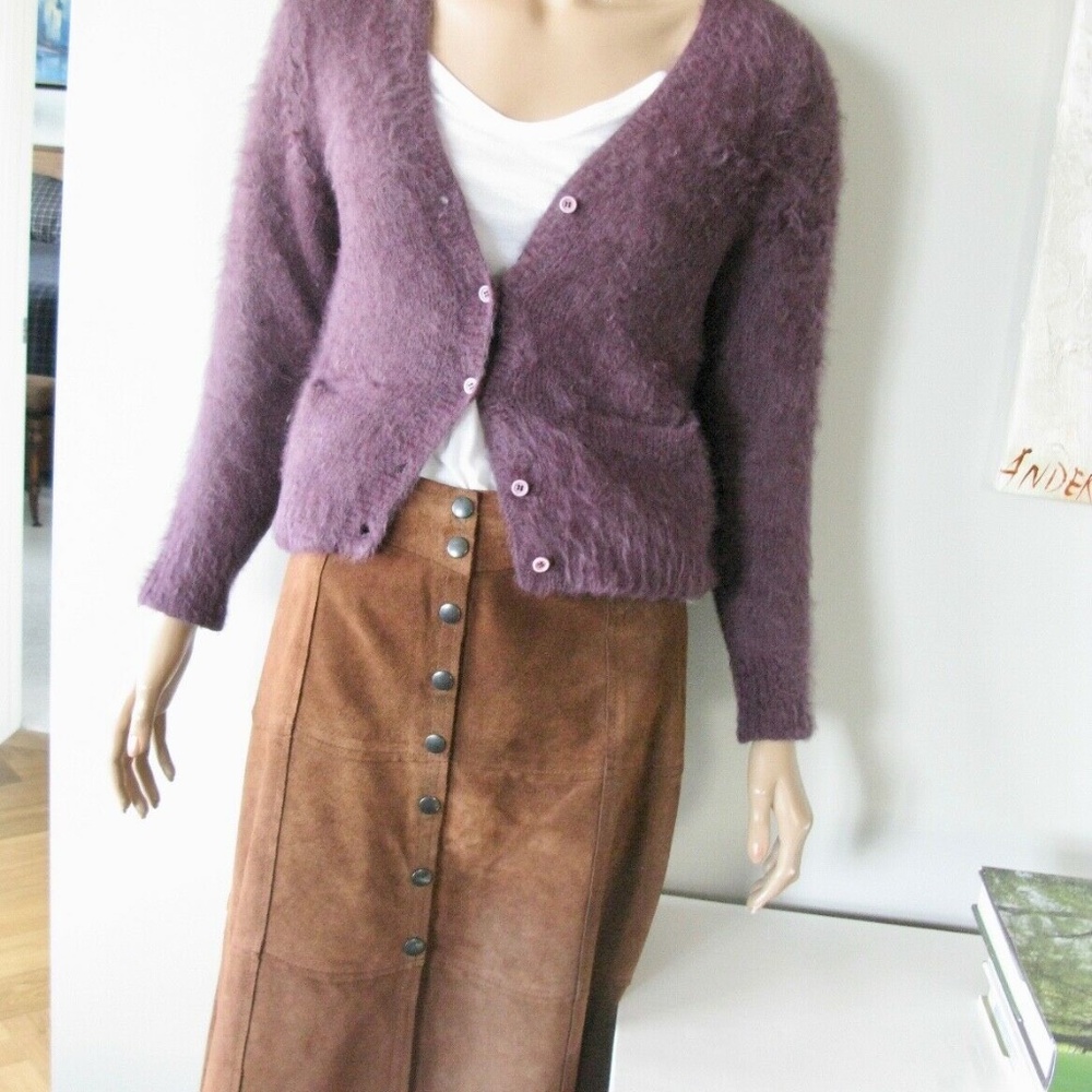 Vintage GAP KHAKIS BROWN SUEDE LEATHER MIDI SKIRT - Picture 2 of 8